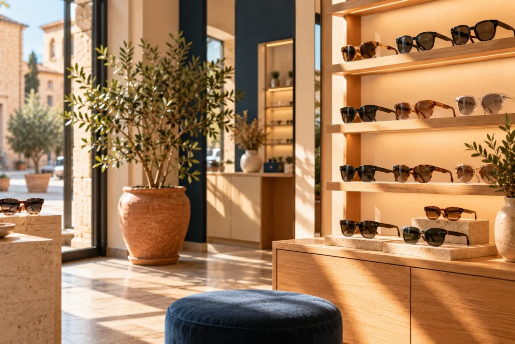 Angolo occhiali da sole nel negozio Ottica Zilianti